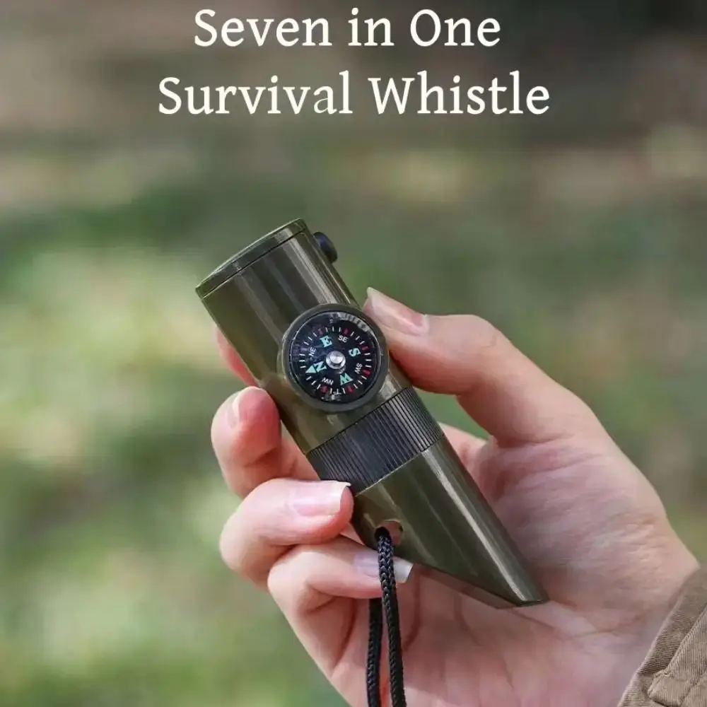 7-in-1 Emergency Survival Whistle Multifunction High Decibel Outdoor Survival Whistle Compass Tools 7-in-1 Emergency Whistle