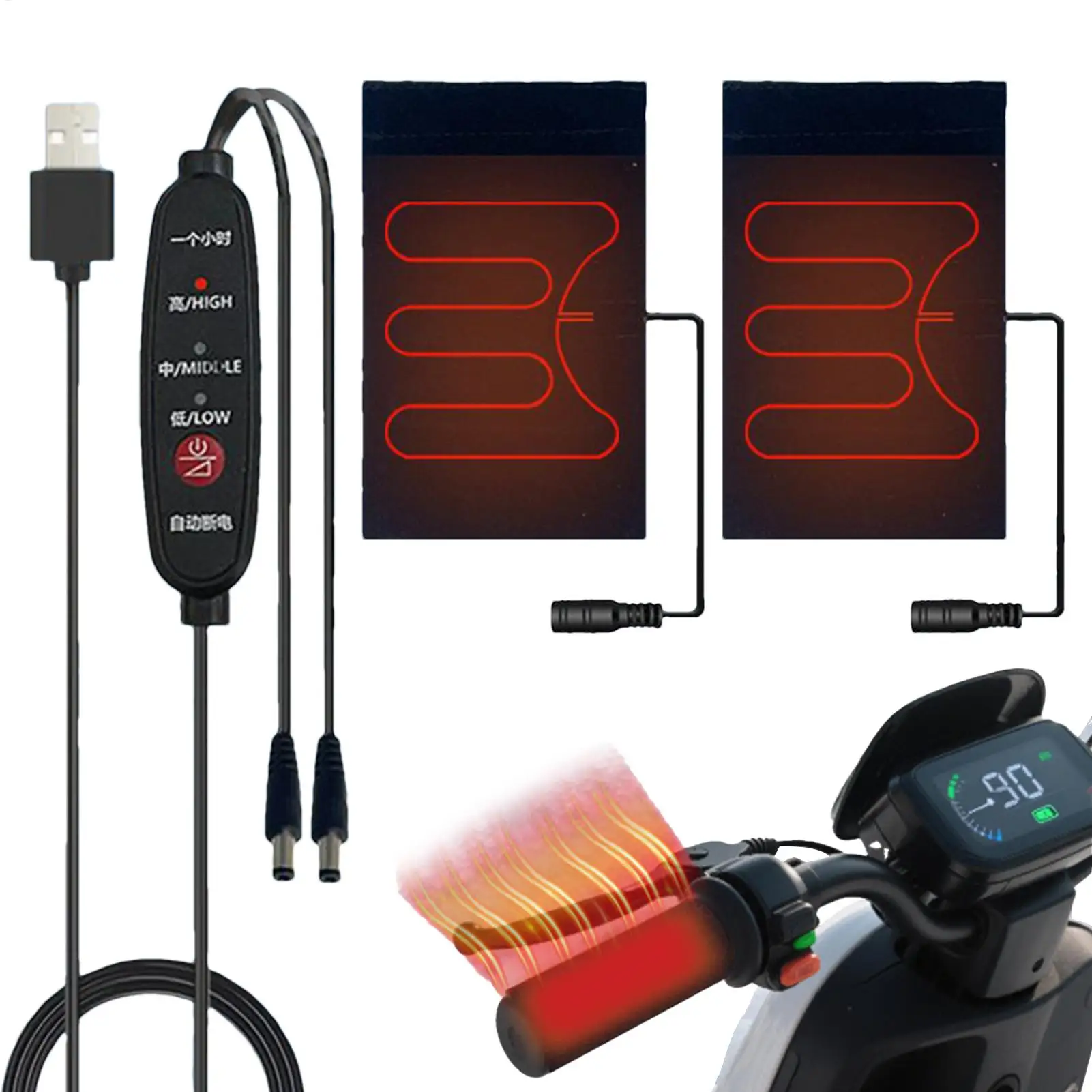 

Heated Handlebar Grip 5V Handlebar Cover Heated Grips 3 Heating Levels Warm Hand Protection Winter Riding Gear for ATVs Electric