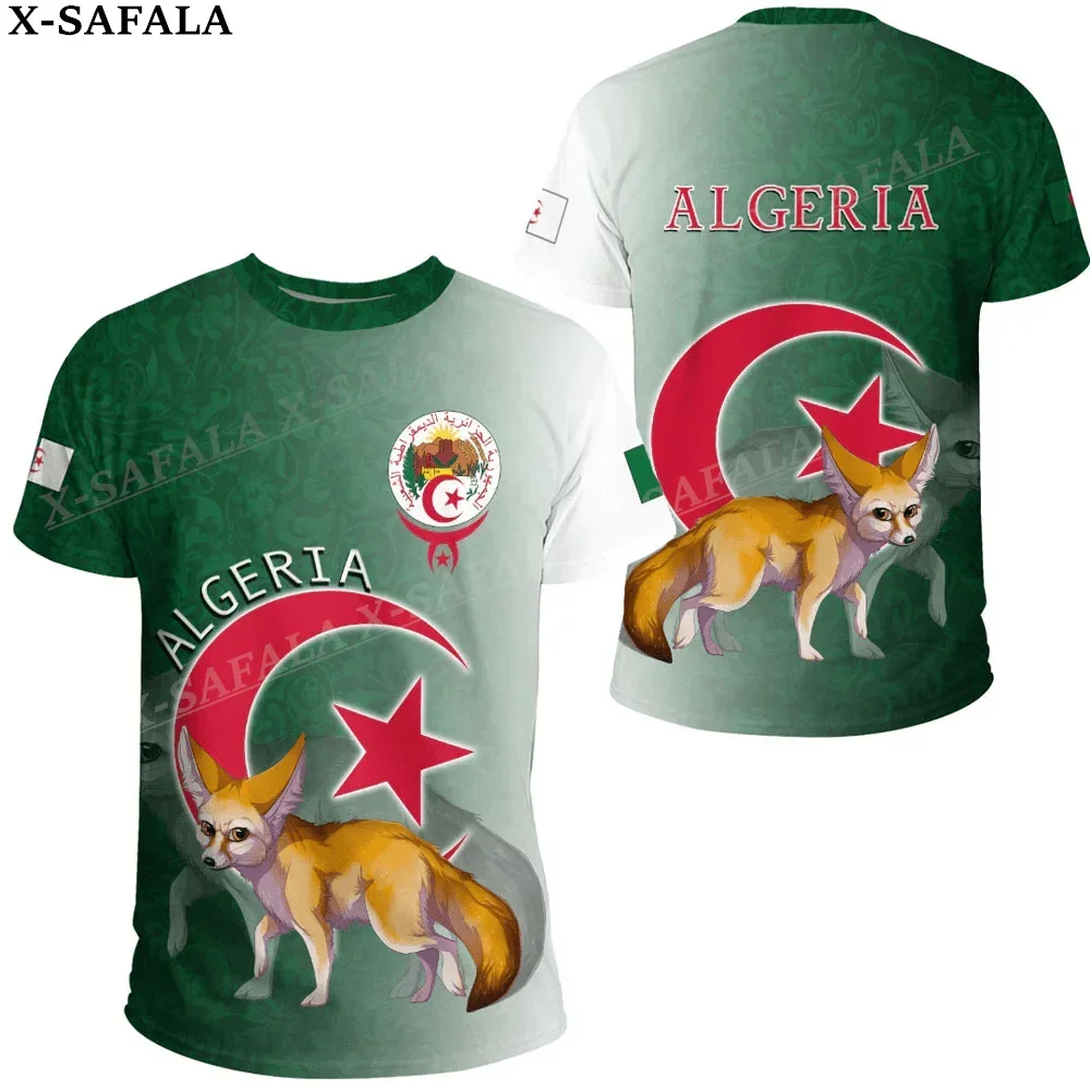 Algeria Coat Of Arms Country 3D Print Mesh Fiber T-Shirt Top Summer Tees Men Streetwear Shorts Sleeve Sport Casual Clothing-3