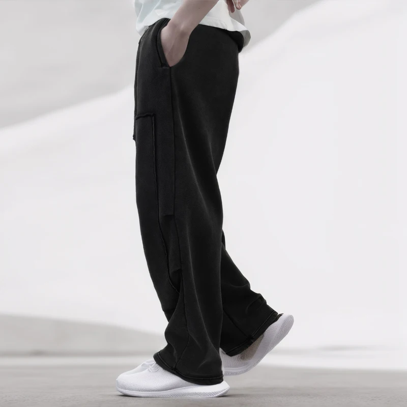 Y2K Vintage Harajuku Pants Casual High Street Pants Black Oversized Wide Leg Pants Drawstring Sweatpants Streetwear Cotton Pants