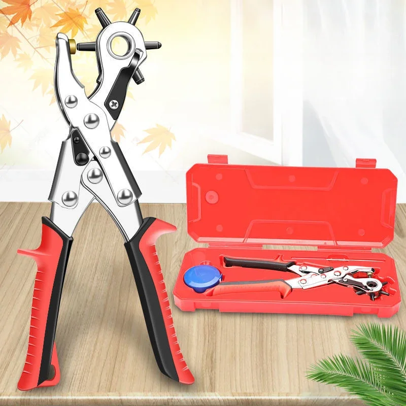 

Effortless DIY Alloy Hole Punch Machine Kit: Ideal for Crafting Professional Belts, Watches & Leather Goods; Precision at Home!