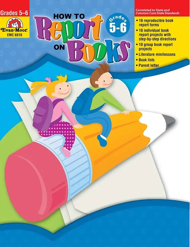 Evan-Moor How to Report on Books, Grades 5-6 Workbook,aged 9 10 11 12, English book 9781596730861