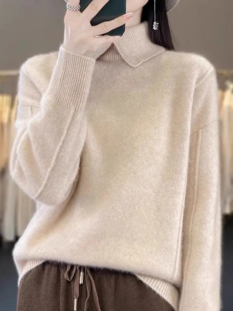 

Однотонный удлиненный трикотажный джемпер оверсайз с круглым вырезом, модный простой базовый слой, внутренняя одежда, топ для женщин