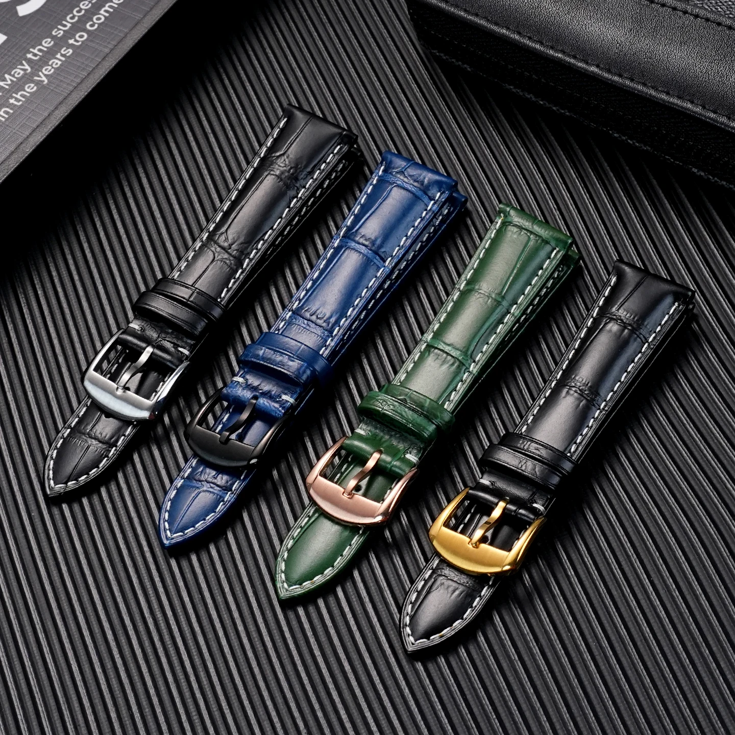 Green Cowhide Leather Watch Band Replacement for Breitling Navitimer B01 / Superocean Avenger Series - 22mm Width, Watch Strap