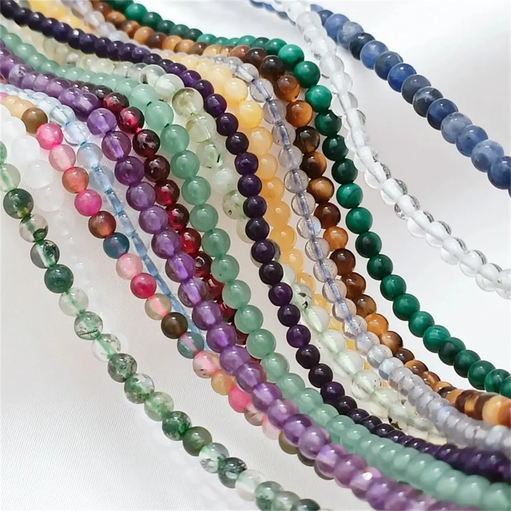 Crystal, Jade, Amethyst, Tiger's Eye, Tourmaline, 3mm Round Beads, Loose Beads, Handmade DIY Bracelet, Jewelry Accessories