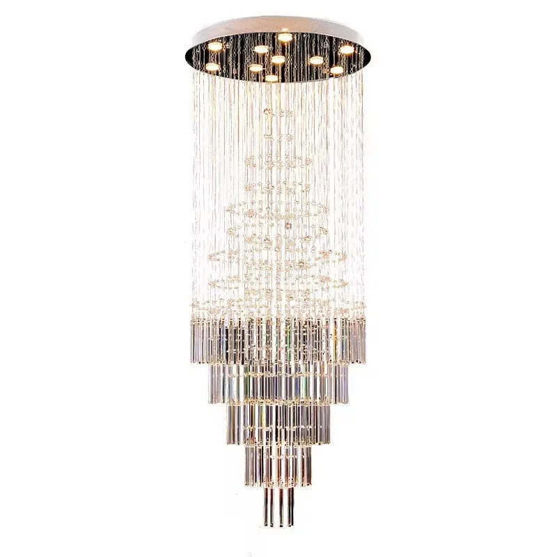 Modern LED K9 Staircase Crystal Chandelier Villa Luxury Crystal Chandelier Home Living Room Chandelier Lighting Lamp