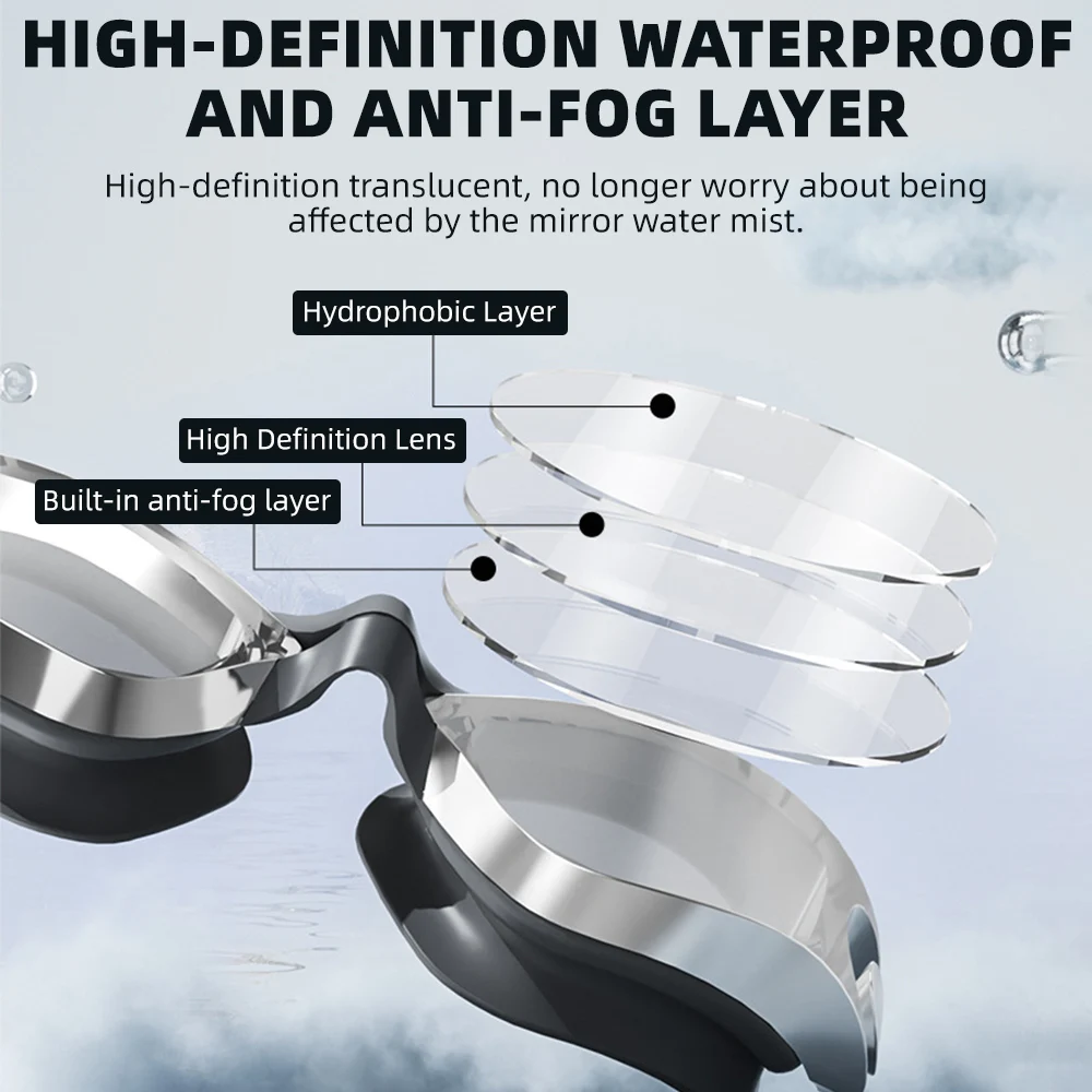 Professional Anti-Fog Swim Goggles with HD Wide-Angle Lens Adjustable Silicone Swim Glasses Uv Protection Swimming Goggles