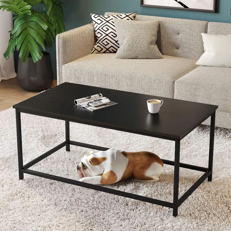 Coffee Table Simple Modern Rectangular Center Table Open Space Minimalist for Living Room Home Office Industrial Cocktail Tables