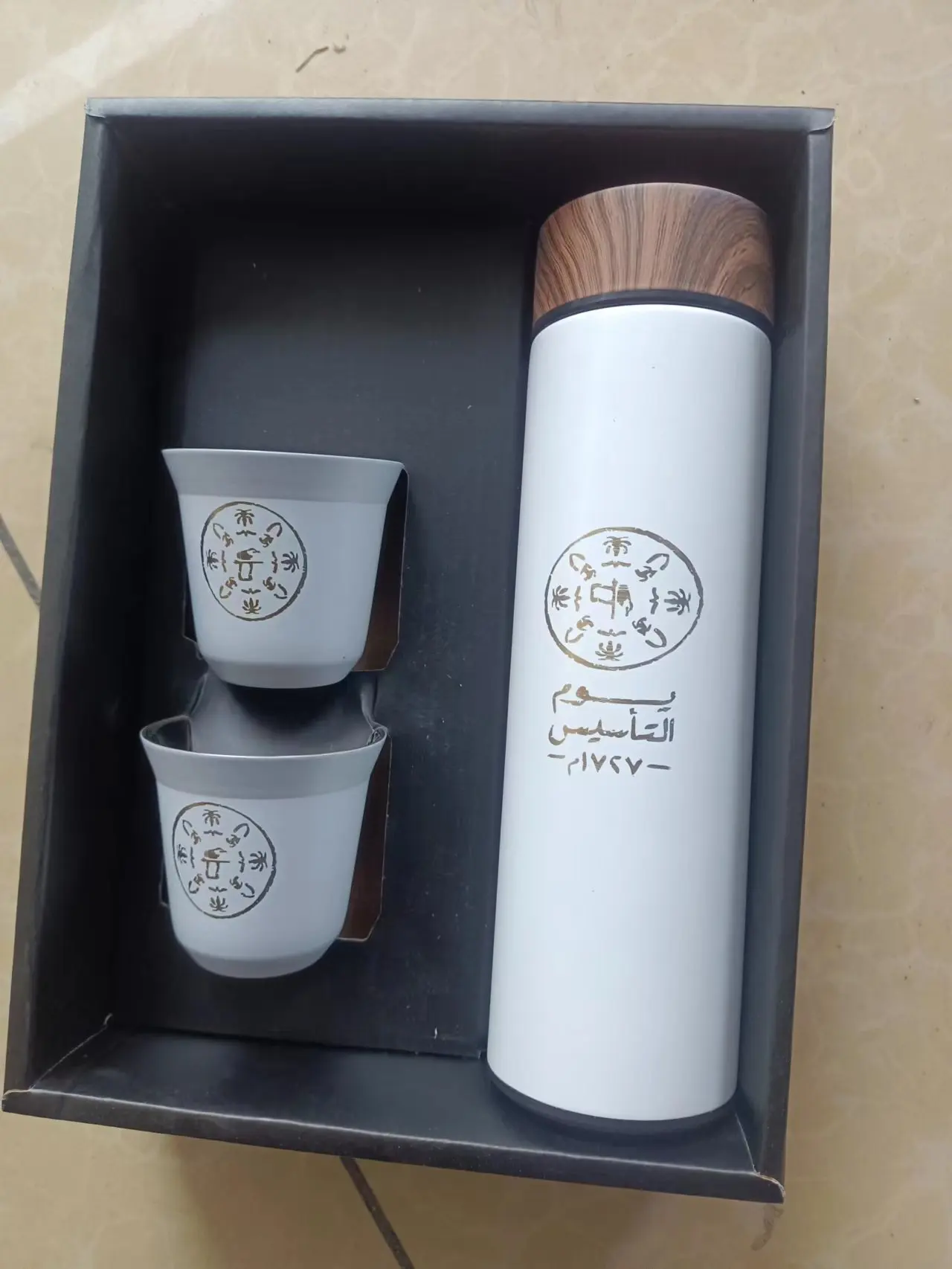 

Customized Middle East Arabic Stainless Steel Vacuum Thermos Coffee Tumbler Travel Mug Business Trip Water Bottle Tea