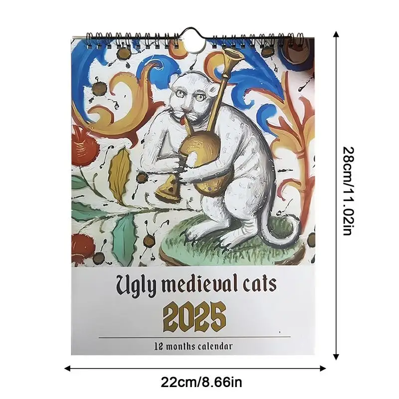 Imagem -06 - Estranho Cats Medieval Calendário Calendários Parede Gato Feio 12 Meses Janeiro a Dezembro 2023