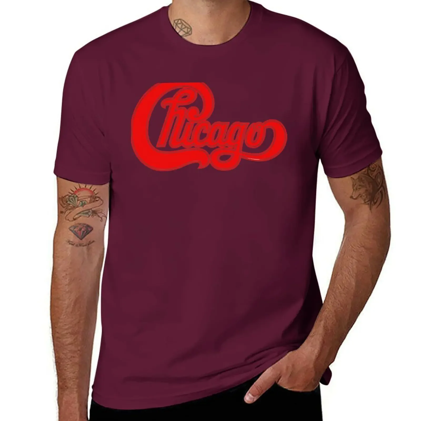 Short sleeve tee aesthetic clothes tees summer top funny t shirts Chicago the band logo T-Shirt mens clothing harajuku graphic