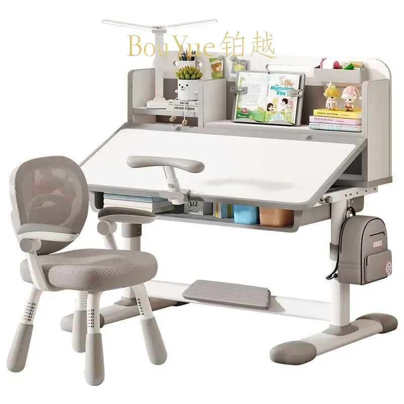 Ergonomic Study Desk and Chair Set Height Adjustable Writing Table for Students Posture Correction Home Office Furniture