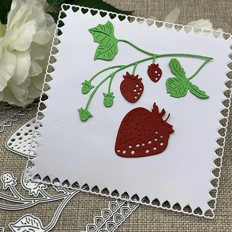 

Летние металлические вырубные штампы с клубничным узором для скрапбукинга, декоративные трафареты для рукоделия, формы для вырезания