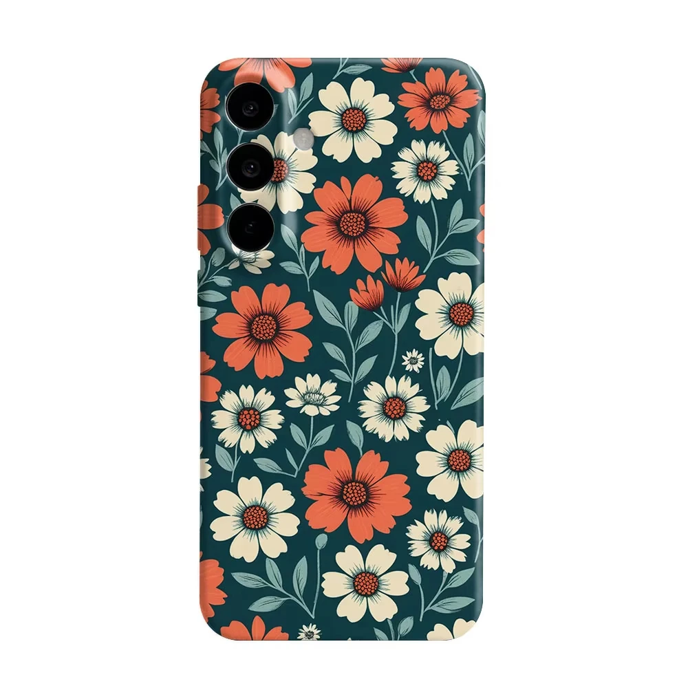 Vintage Floral Daisy Pattern Phone Case For Samsung S26 S25 S24 S23 S22 S21 Ultra Plus Edge FE Hard PC Shockproof Back Cover
