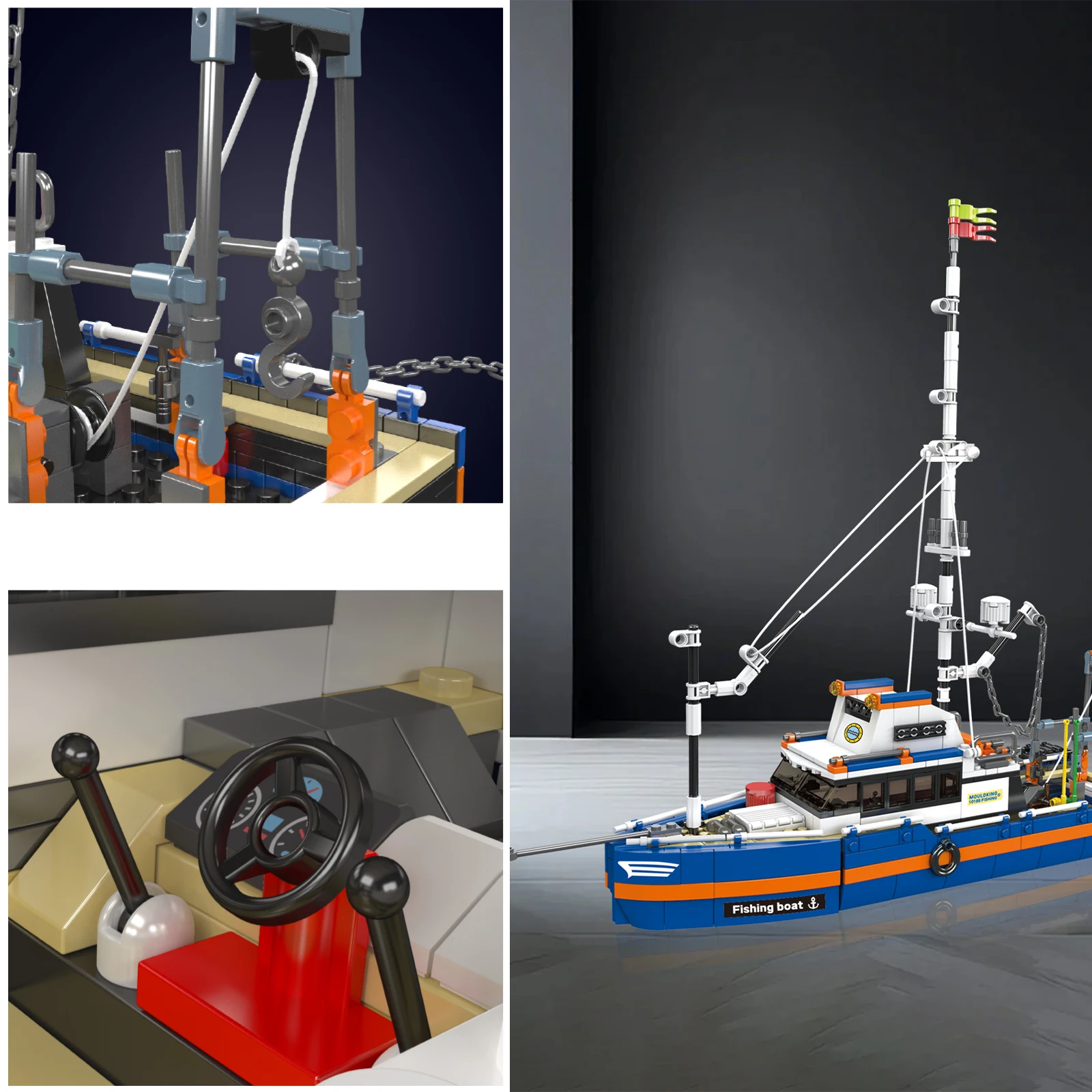 Moldeking navios série blocos de construção barco pesca iate modelo tijolos montagem brinquedos crianças presente aniversário criativo 10185 10218