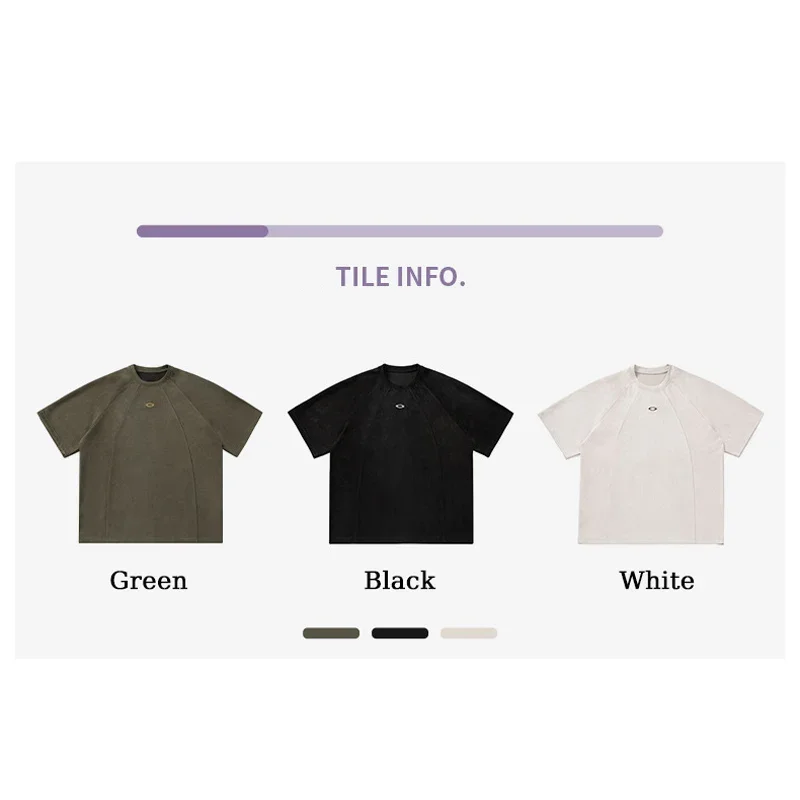 TFETTERS Brand Splicing Suede Male T Shirt 2026 Summer New American Vintage Short Sleeve T-shirts Man Solid Color Mens Clothing - Image 4