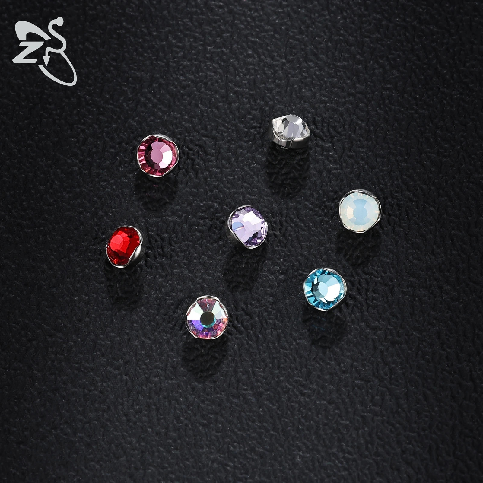 ZS 1 PC G23 Titanium Steel Dermal Anchor Men Women Colorful Round Dermal Piercings CZ Crystal Hide In Skin Microdermal Piercing