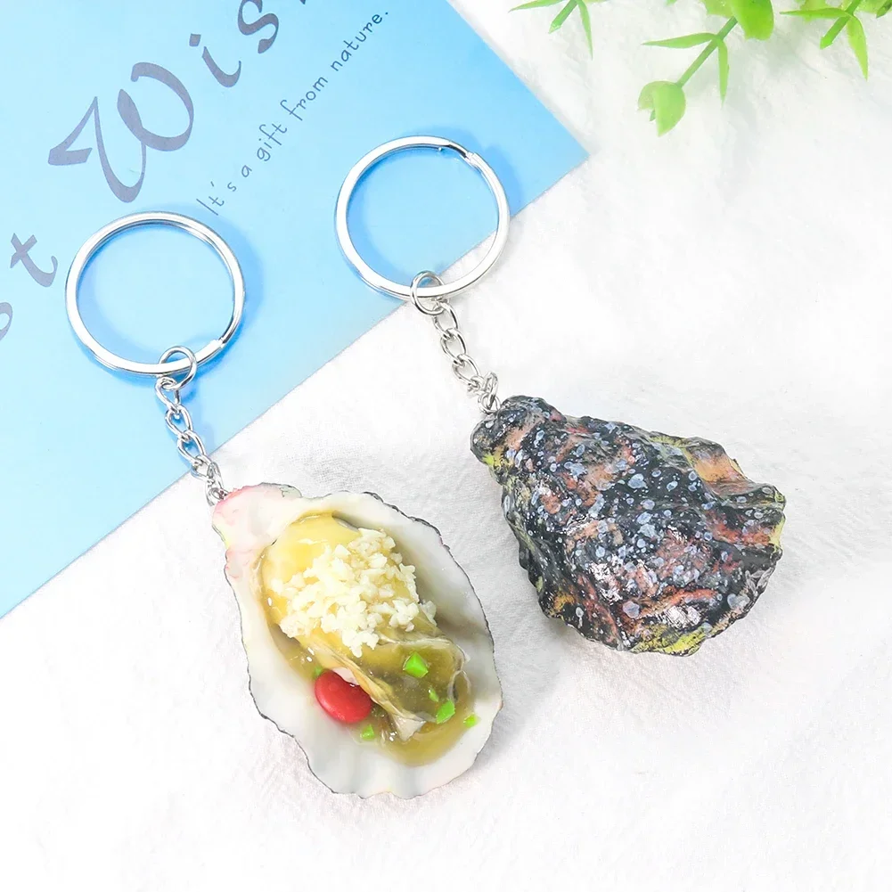 Fun Simulation Food BBQ Clams Oyster Scallops Model Diy Fashion Jewelry Miniature Food Play Keychain Hanging Ornaments