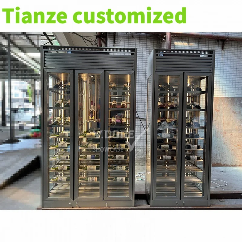 

Customized-Modern luxury hotel constant temperature wine rack storage cabinet wine display cellar furniture home