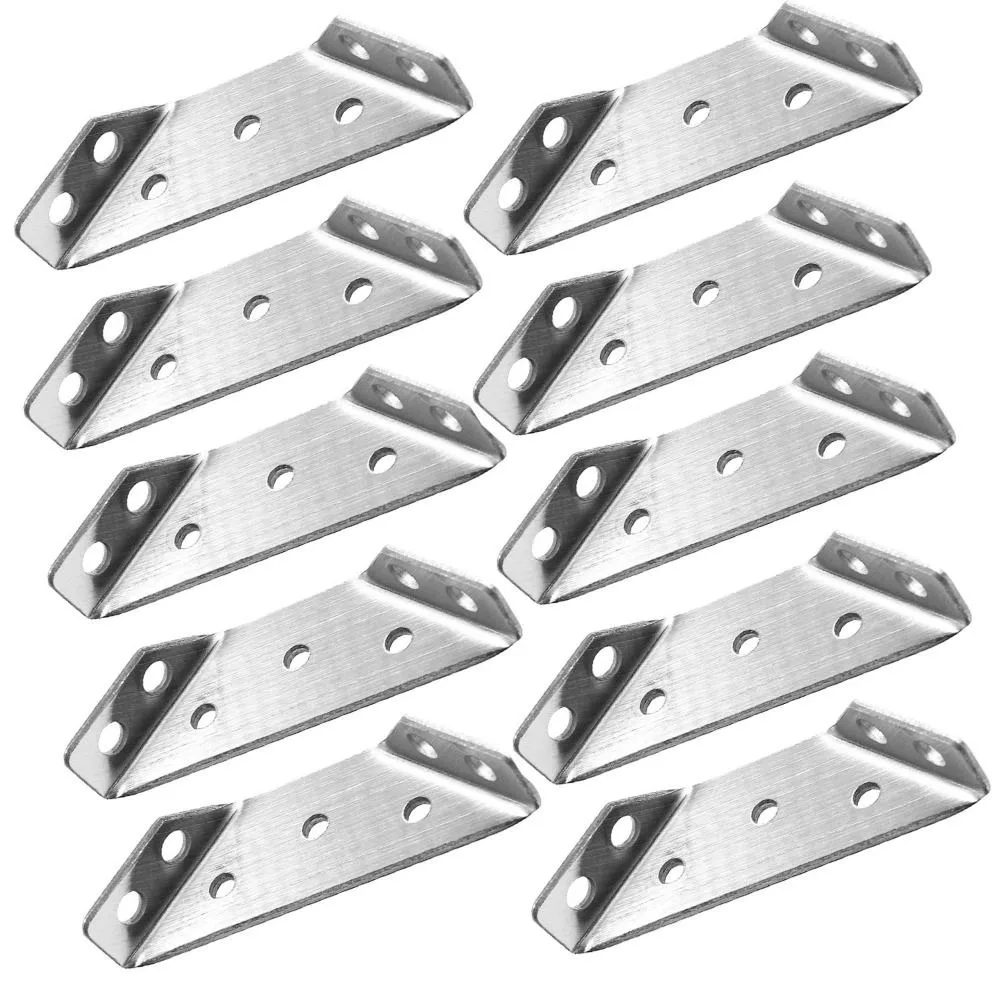 

10pcs Sturdiness Trapeziform Angle Brackets Antirust Angle Corner Braces Durability Stainless Steel Triangle Metal Shelf Support