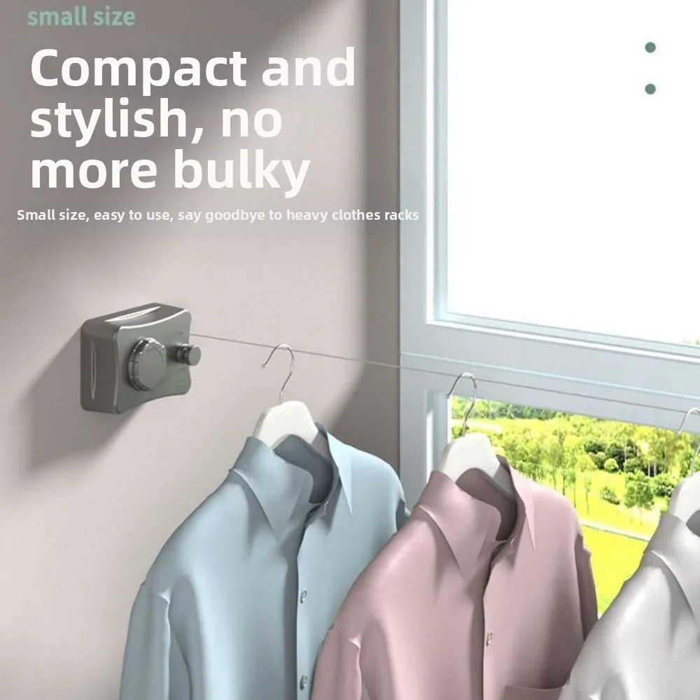 

Wall Mounted Retractable Clothesline Adjustable Non Sagging Invisible Laundry Line Easy Installation Stainless Steel Wire