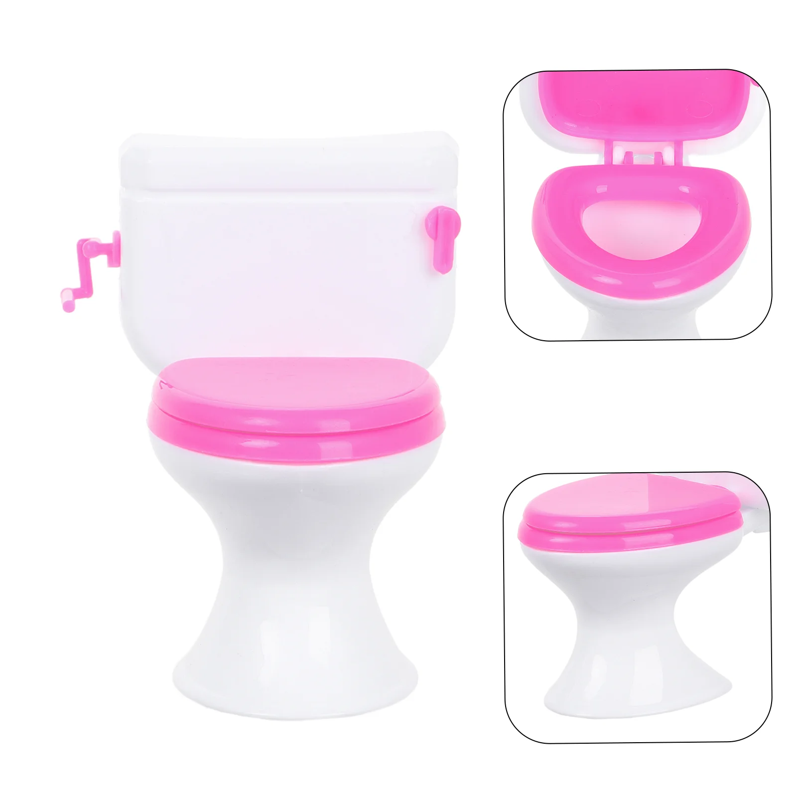 

Miniature White Dollhouse Toilet Plastic Potty Simple Design Pretend Play Mini Bathroom Accessory Room