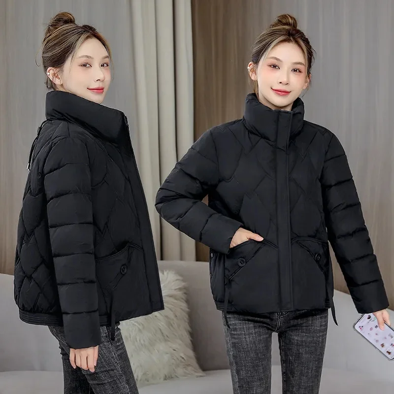 2023 New Women\'s Winter Jacket Snow Wear Coats Down Cotton Padded Short Coat Female Fashion Oversize Loose Casual Puffer Parkas