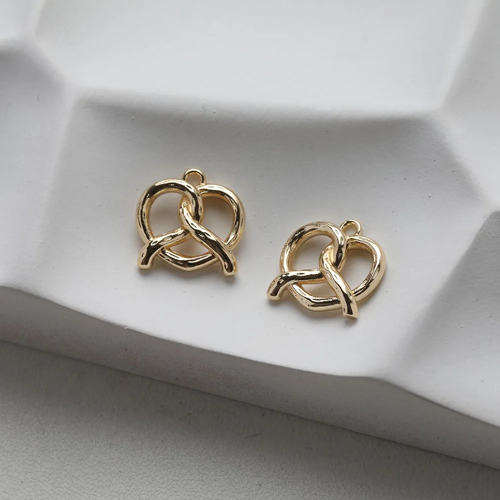 4PCS Heart Croissant Shaped 14K Gold Plated Brass Pendant Handmade Material Accessories Jewelry DIY Making Supplies