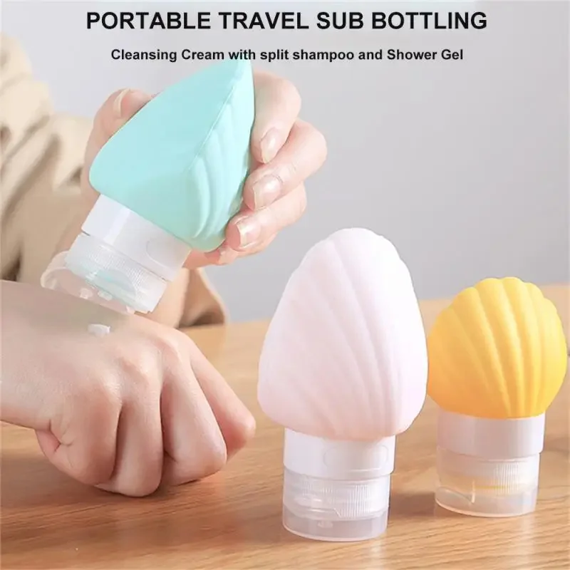 

5 Pcs 40/90ml Portable Dispensing Bottles Shell Silicone Travel Set Shampoo And Shower Gel Cosmetic Squeeze Containers Tools