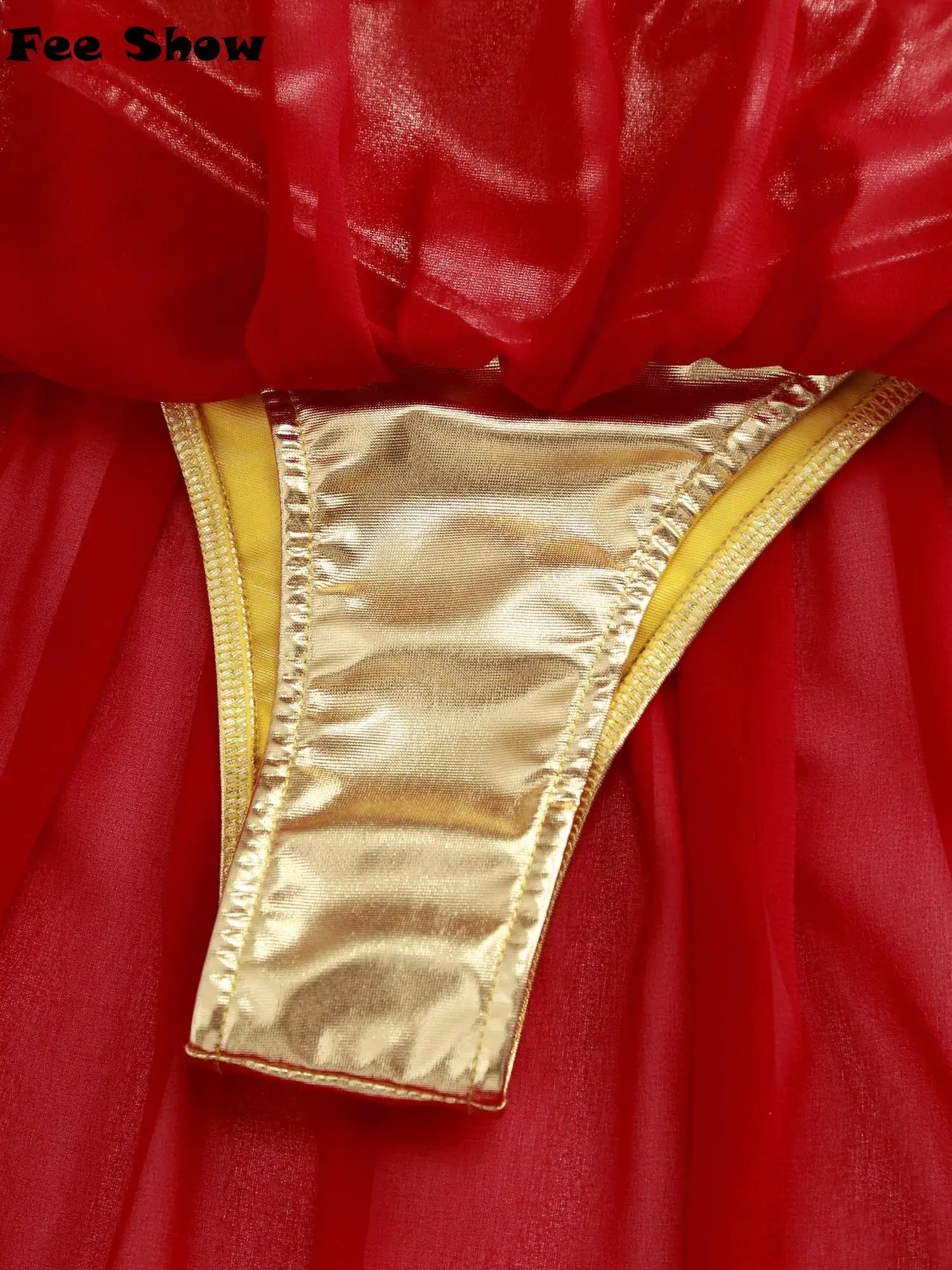 Saia feminina para cosplay da rainha egípcia antiga, cuecas metálicas brilhantes com saia de chiffon, acabamentos dourados, saia com fenda lateral para o dia das bruxas