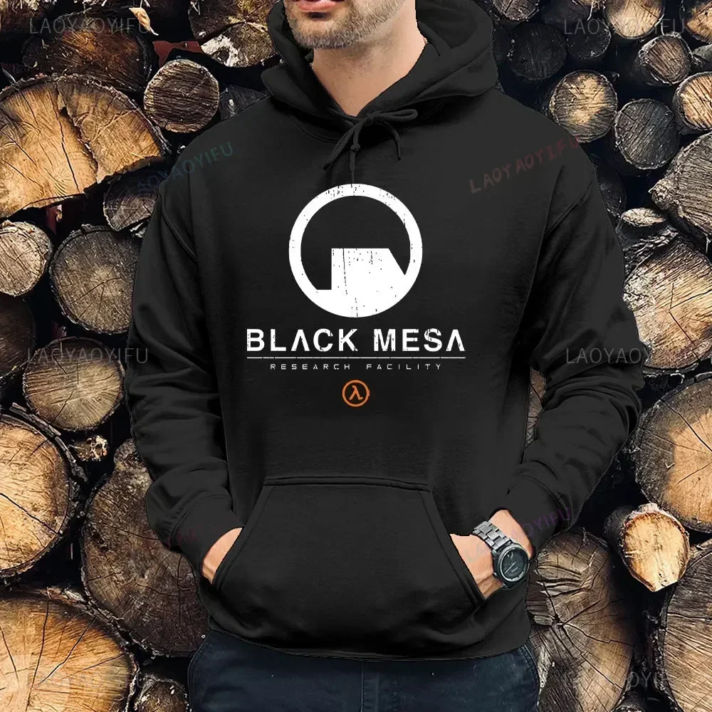 Black Mesa Research Facility Half-Life Pullover Hoodies Classic Shooting Game Generation 90's Half-life Game Clothes Men Hooded