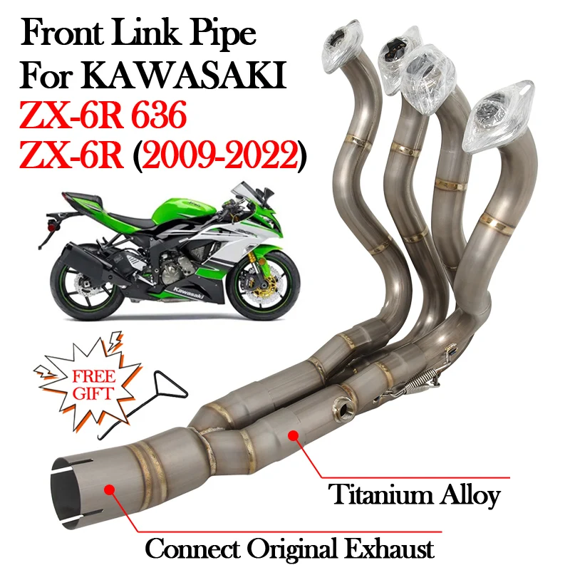 

Slip On For KAWASAKI ZX-6R ZX6R 636 2009 - 2022 Motorcycle Titanium Alloy Exhaust Front Mid Link Pipe Modify Muffler Escape Moto