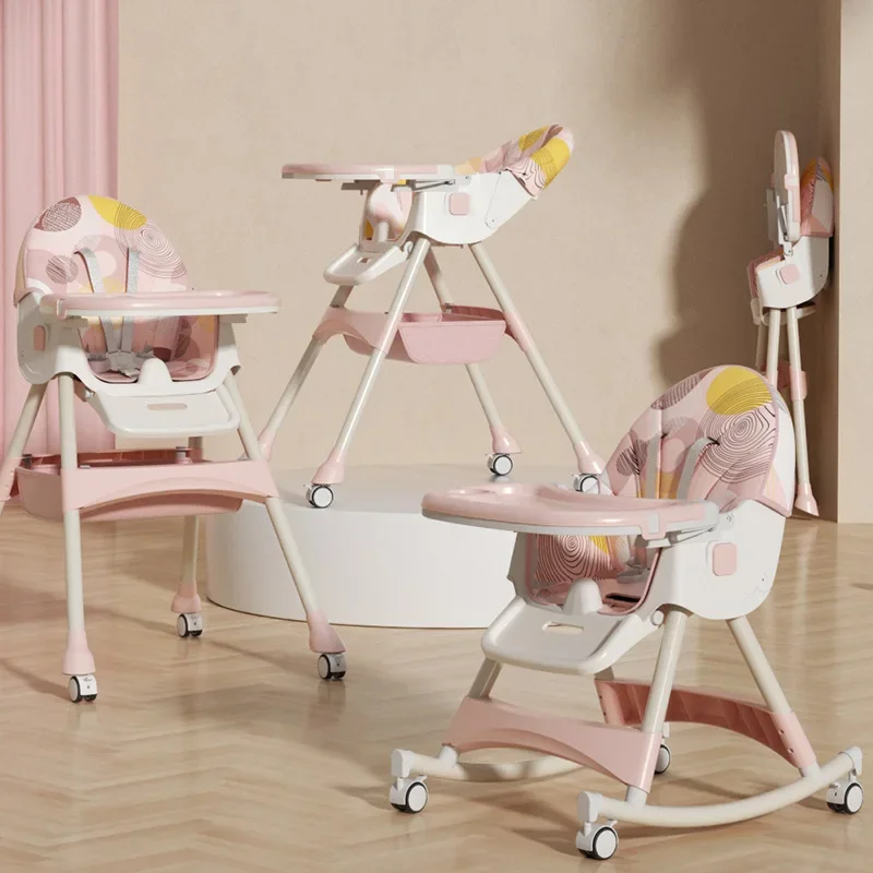 Removable Baby Cradle High Chair  Adjustable Multifunction Children's Table Chair Rocking Dining High Chair for Kids Eating