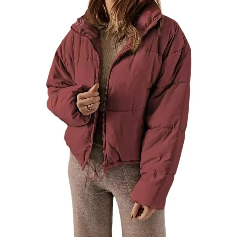 2026 Winter New Fashionable Trendy Down Cotton-padded Jacket for Petite Women Short Solid-color Simple Warm Cotton-padded Coats