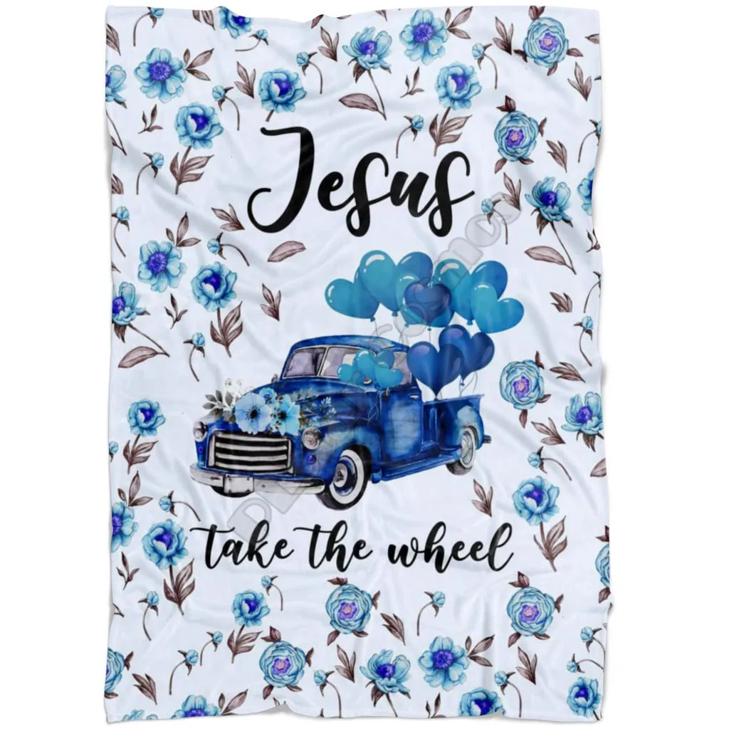 Jesus take the wheel Christian Blanket Jesus Blanket Bible Blanket 3D Printed Fleece Blanket Soft Bed Cover Sheet Plush Blanket