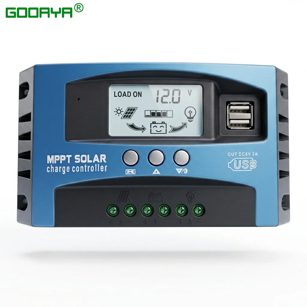 MPPT Solar Panel Charger Controller 12V 24V 60A 80A 100A Dual USB LCD Display Auto Cell Panel Charger Regulator With Load