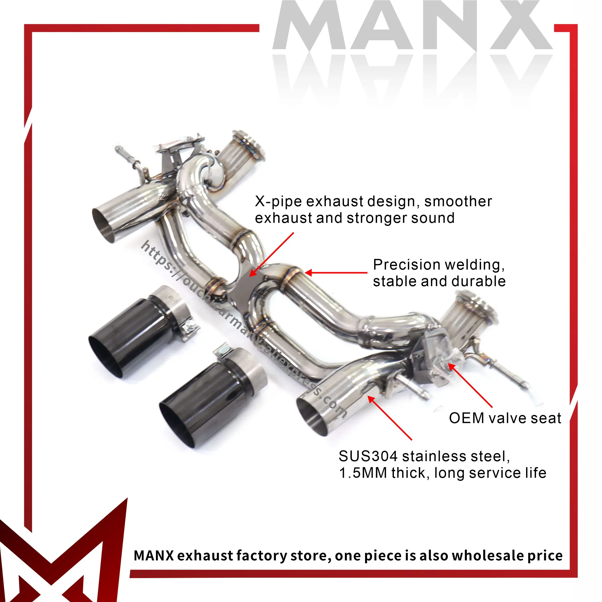 

Precise adaptation For Maserati MC20 Car Exhaust system Stainless steels Performance Catback with remote control valve