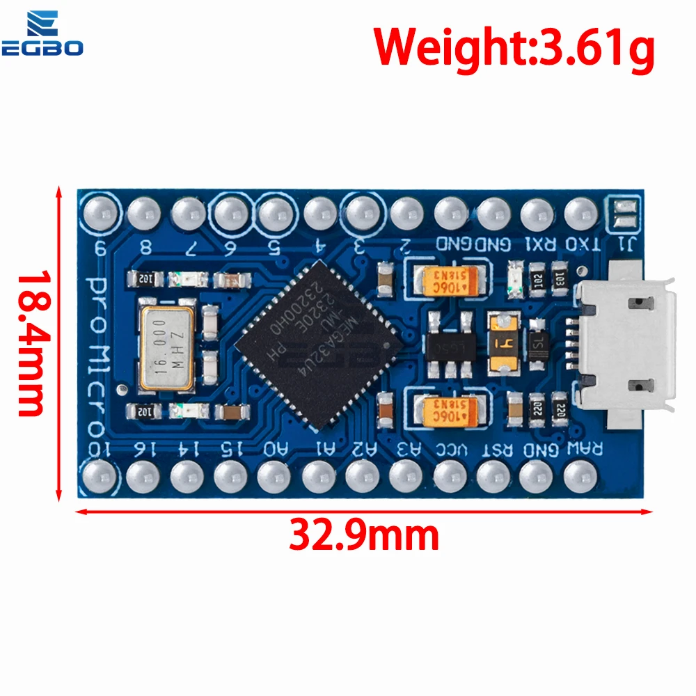 وحدة صغيرة برأس دبوس صفي للليوناردو من النوع سي ، USB صغير ، جديد ، ATmega32U4 ، egbo Pro ، 5V ، 16MHz ، 1