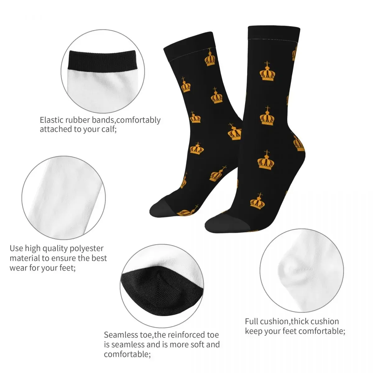 Autumn Winter Casual Unisex Our Lady Of Fatima Crown Pattern Socks Non-slip Crew Socks