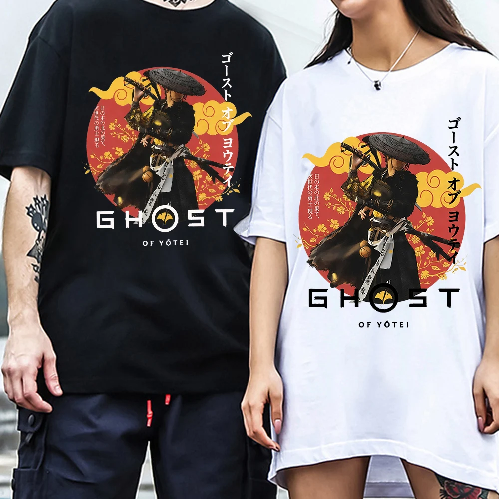 

Рубашка Ghost Of Yotei, аниме Atsu, японская футболка Harajuku, повседневная рубашка с коротким рукавом и круглым вырезом, подарок