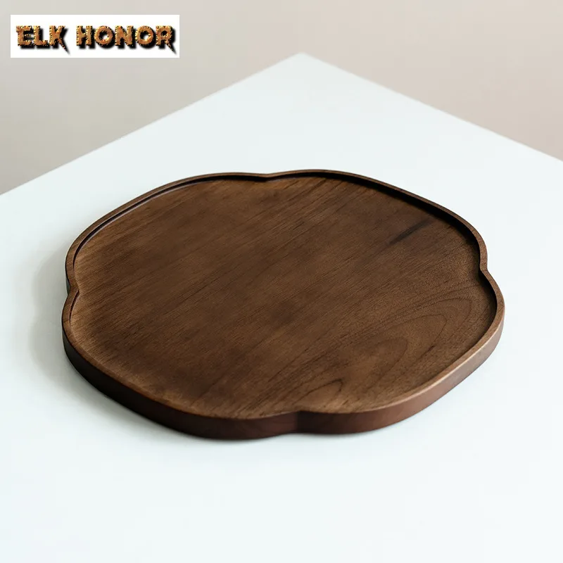 

Walnut Wood Crabapple Tea Tray Cake Rack Coffee Storage Board Teapot Support Dishes for Serving Tableware Supplies Ornaments