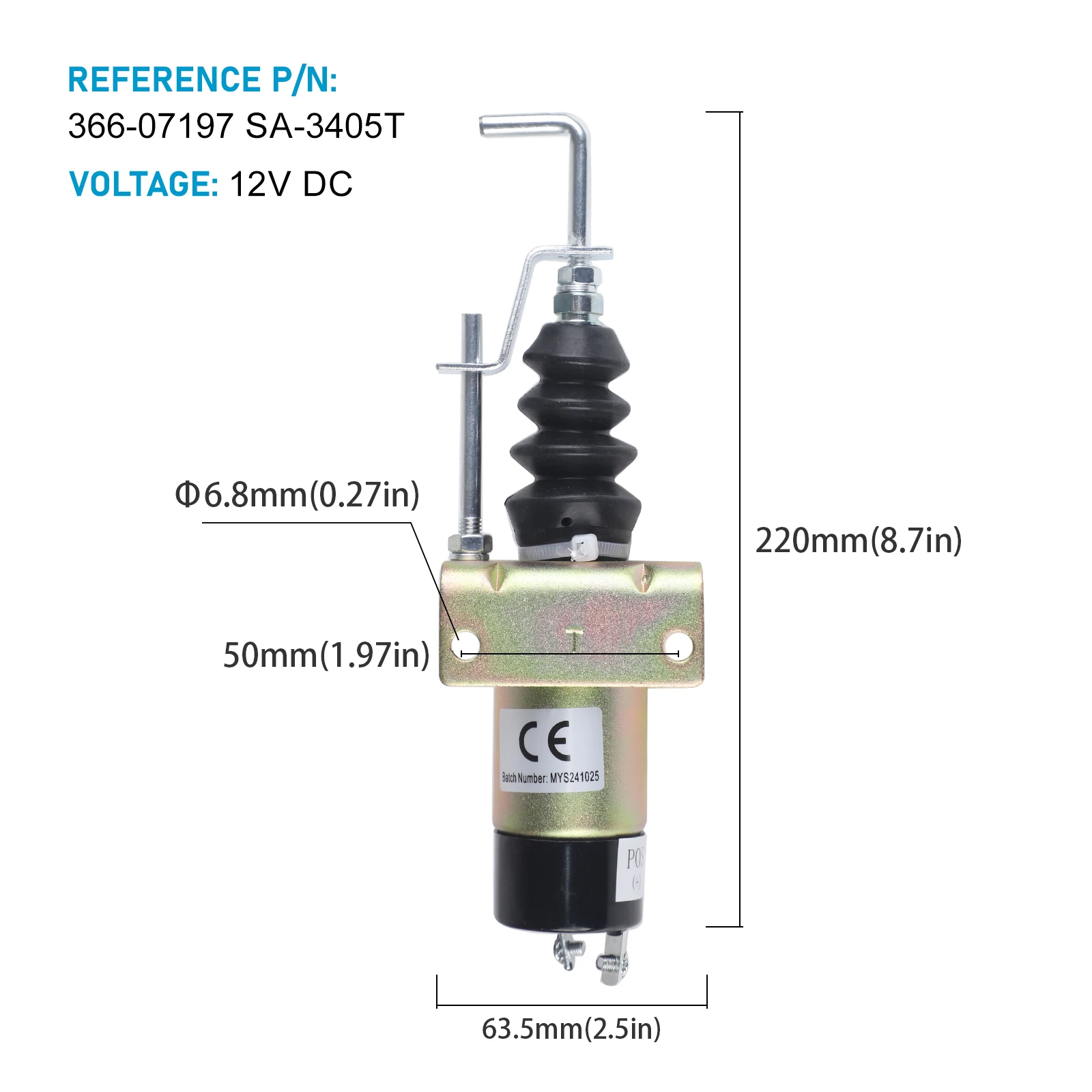 

LPWS Engine Genset Fuel Shutoff Solenoid 36607197 SA-3405-T 1502-12C7U2B2S1 12V Diesel Engine Part For Lister Petter LPW