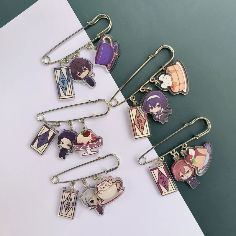 

Аниме Bungo Stray Dogs Dazai Osamu Nakahara Chuya Ryunosuke Akutagawa Izumi Kyouka Косплей Булавка Брошь Нагрудник Рождественский подарок