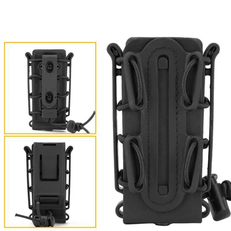 Tactical Molle 9mm Pistol Mag Magazine Pouch Hunting Holster Fastmag with Belt Clip and Molle Soft Shell Mag Pouch Case