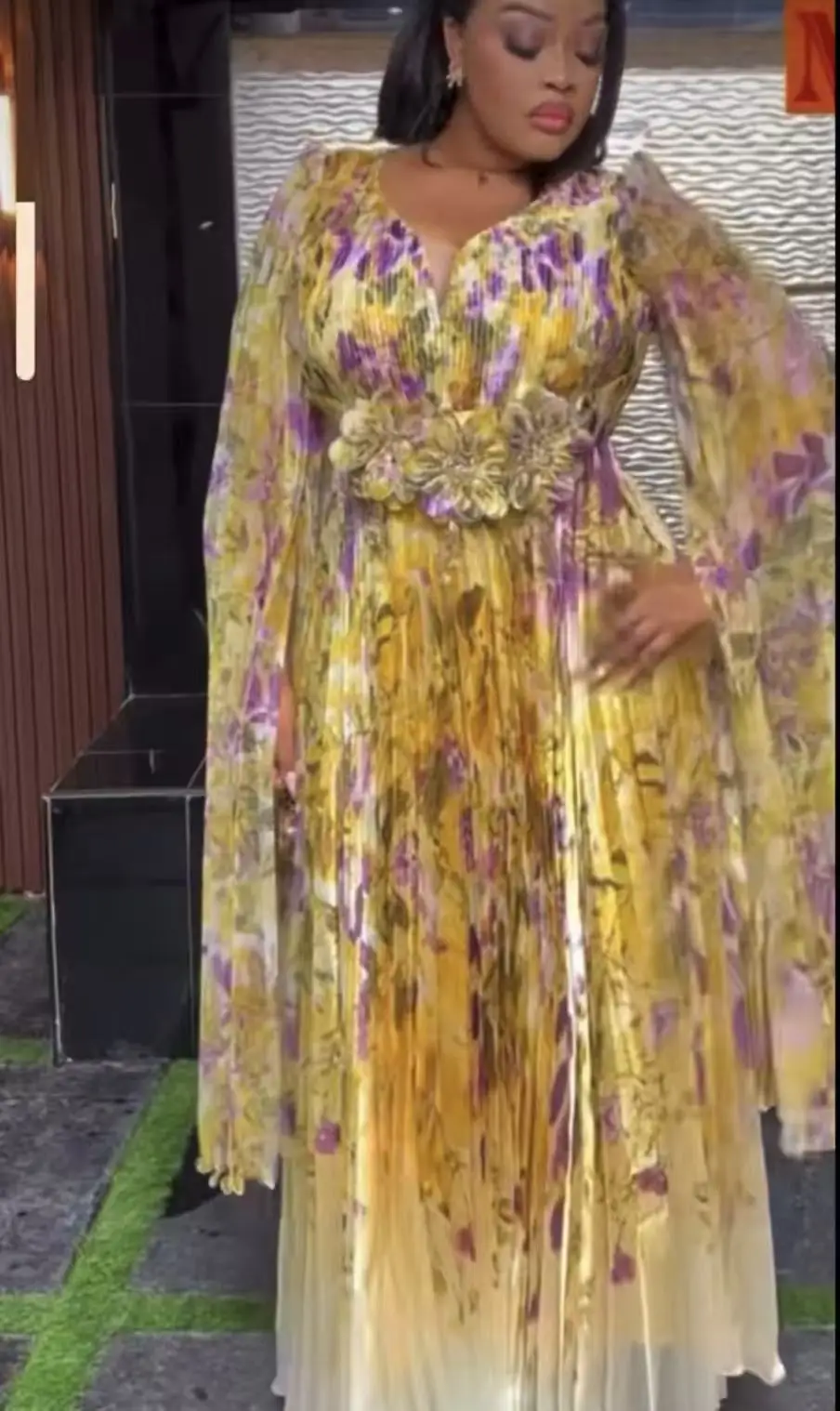 مياكي الأفريقية فستان أنيق المرأة الخريف مزاجه الجديد المشاهير الخصر موضة فستان طويل الملابس النسائية 2025 الخريف جديد