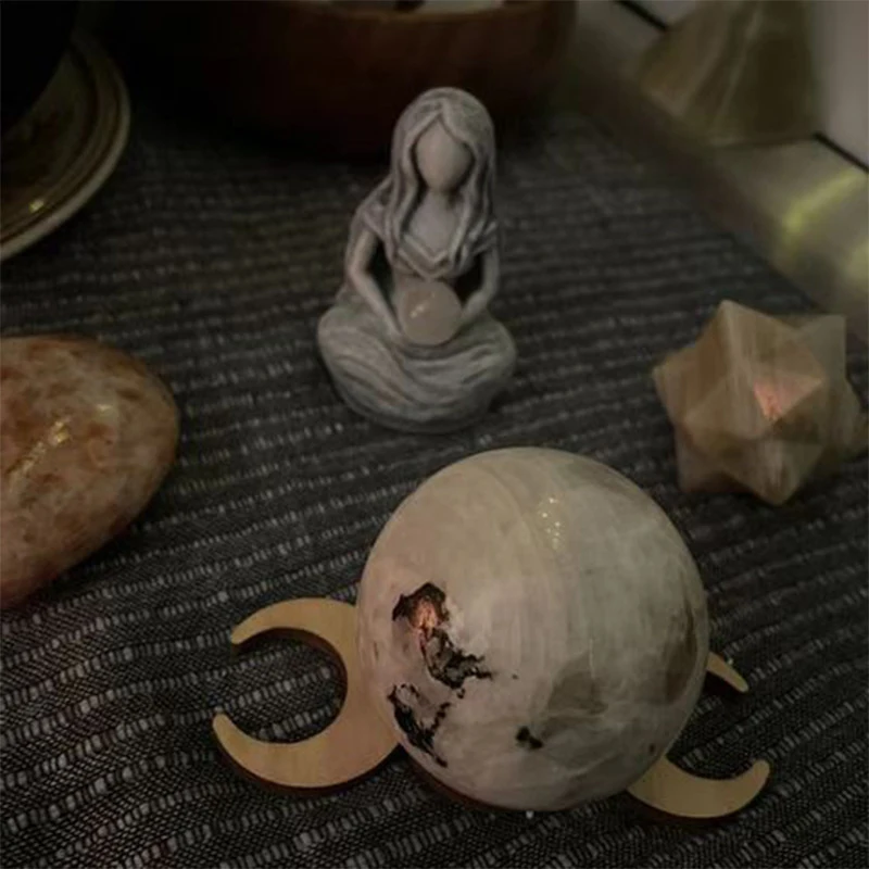Moon Goddess Figurine – Resin Statue with Orb 4