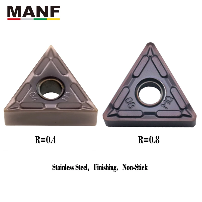 MANF-cortador de torno, inserto de carburo TNMG 160404 TNMG 160408 para herramientas de torno de Metal de carburo de triángulo de acero inoxidable