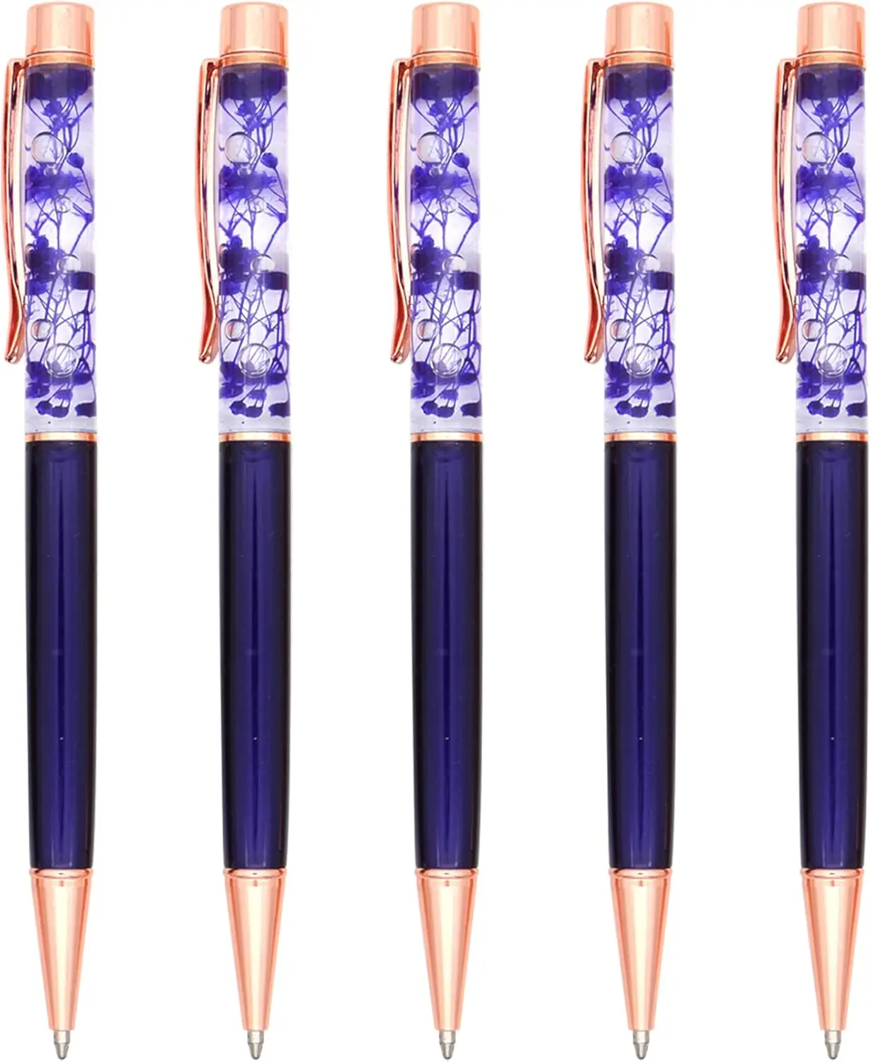 2P Personalized Laser Engraving DIY Flower Pen Elegant Liquid Oil Filled Metal Ballpoint Pen for Office & Wedding Gifts Logo pen