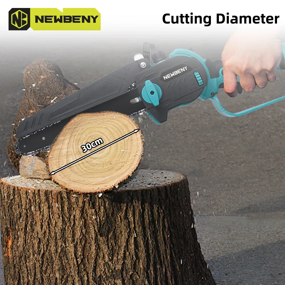 NEWBENY 8 Inch Brushless Electric Chainsaw with Oil Cordless Garden Pruning Chainsaw Woodworking Tool For Makita 18V Battery