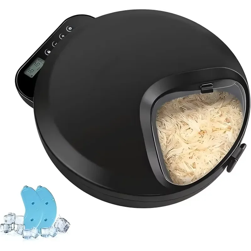 Automatic Wet Food Cat Feeder 4 Meal Timed Fresh Foods Dispenser with 2 Ice Packs for Cats Dogs